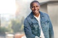 African american commercial male model with perfect smile, handsome charming warm and friendly, lifestyle portrait Royalty Free Stock Photo