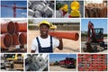 African american construction worker with pipe and construction