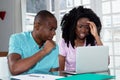 African american couple with computer problems Royalty Free Stock Photo