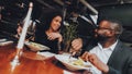 African American Couple Dating in Restaurant Royalty Free Stock Photo