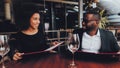 African American Couple Dating in Restaurant Royalty Free Stock Photo