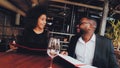 African American Couple Dating in Restaurant Royalty Free Stock Photo