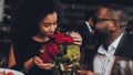 African American Couple Dating in Restaurant