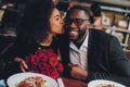 African American Couple Dating in Restaurant Royalty Free Stock Photo