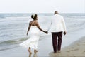 African American couple getting married at an island Royalty Free Stock Photo