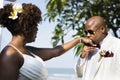 African American couple getting married at an island Royalty Free Stock Photo