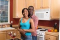 African American Couple in Kitchen-Horizont Royalty Free Stock Photo