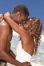 African American Couple in Love on the Beach Royalty Free Stock Photo