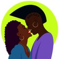 African American couple in love. Kiss, vector illustration. Royalty Free Stock Photo