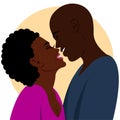 African American couple in love. Kiss, vector illustration Royalty Free Stock Photo