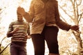 African American couple running trough park. Royalty Free Stock Photo