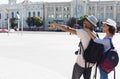 African-american couple of tourists sightseeing in new city Royalty Free Stock Photo