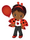 Cute Black Little Boy with Ladybug Antenna