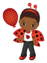 Cute Black Little Boy with Ladybug Antenna