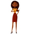 African American discouraged girl. Unhappy business-lady. African irritated girl. Vector.