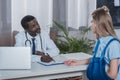 african american Doctor listening patient Royalty Free Stock Photo