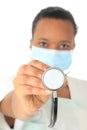 African American doctor nurse black isolated Royalty Free Stock Photo