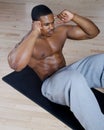 African american doing sit ups and crunches Royalty Free Stock Photo