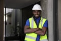 African American engineer worker pose for portrait for industrial and factory usage