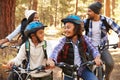 African American Family Cycling Through Fall Woodland Royalty Free Stock Photo