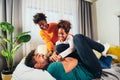 African American family enjoying time together at home having fun Royalty Free Stock Photo