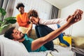 African american family enjoying time together at home having fun Royalty Free Stock Photo