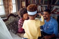 African American Family enjoying on winter holiday.happy family celebrate Christmas Royalty Free Stock Photo