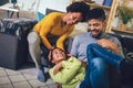 African american family having fun at home Royalty Free Stock Photo