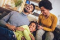 African american family having fun at home Royalty Free Stock Photo