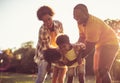 African American happy family having fun in nature Royalty Free Stock Photo