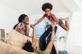 African american family spending time together at home. Royalty Free Stock Photo