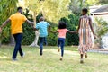 African American family spending time together in their garden. Royalty Free Stock Photo