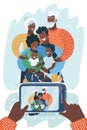 African american family take selfie on smartphone Royalty Free Stock Photo