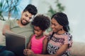 African american family using laptop Royalty Free Stock Photo