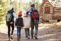 African American Family Walking Through Fall Woodland Royalty Free Stock Photo