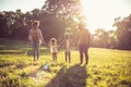 African American family walking trough nature Royalty Free Stock Photo