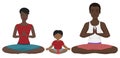 African american family Yoga vector illustration. Lotus position isolated.