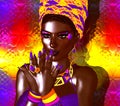 African American Fashion Beauty. A stunning colorful image of a beautiful woman with matching makeup, accessories and clothing