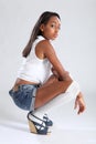 African american fashion model sulky pose Royalty Free Stock Photo