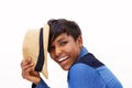 African american fashion model smiling with hat Royalty Free Stock Photo