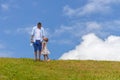 African american father and daughter with clipping path taking a walk, happy young parents walking with child, Happiness family