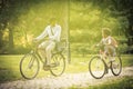 Family on bike. Royalty Free Stock Photo