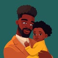 African American father holding his daughter with care and love. Cute fathers day illustration. Royalty Free Stock Photo