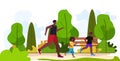 african american father running with little children parenting fatherhood concept dad spending time with his kids Royalty Free Stock Photo