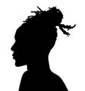 African American female, African profile picture, silhouette. girl from the side with short hair. Silhouette