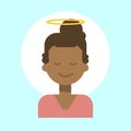 African American Female With Angel Nimbus Emotion Profile Icon, Woman Cartoon Portrait Happy Smiling Face Royalty Free Stock Photo