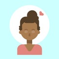 African American Female Blow Kiss Emotion Profile Icon, Woman Cartoon Portrait Happy Smiling Face