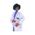 African American Female Doctor Character as Professional Hospital Worker with Clipboard Vector Illustration Royalty Free Stock Photo