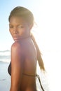 African american female fashion model in bikini Royalty Free Stock Photo