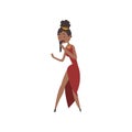 African American female jazz singer singing into microphone vector Illustration